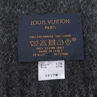 全新 □LOUIS VUITTON2021年 M75900 Monogram 漸層羊絨羊毛流蘇圍巾 灰色/黑色 義大利製 正品 男士