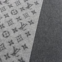 全新 □LOUIS VUITTON2021年 M75900 Monogram 漸層羊絨羊毛流蘇圍巾 灰色/黑色 義大利製 正品 男士