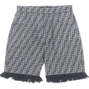 全新未使用商品 □ FENDI Fendi 2022款 FLP307 FF logo Zucca 滿版印花流蘇短褲 靛藍色 32碼 義大利製造 正品 男士