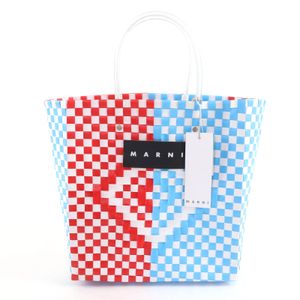 全新未使用 ★ MARNI SHMH0002A0 皮革Logo貼片編織方形野餐包手提袋 多色可選 附防塵袋 女士