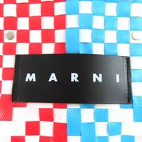 全新未使用 ★ MARNI SHMH0002A0 皮革Logo貼片編織方形野餐包手提袋 多色可選 附防塵袋 女士