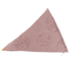 全新★愛馬仕 Losange GM 羊絨真絲混紡灰褐色皮革飾邊 Libris 披肩，帶原盒，法國製造，正品女士款