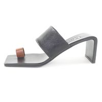 狀況極佳 ★ JIL SANDER J15WP0112顏色皮革涼鞋，黑色/ブラウン， 35 碼，帶鞋盒和防塵袋，意大利製造，女款。