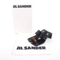 狀況極佳 ★ JIL SANDER J15WP0112顏色皮革涼鞋，黑色/ブラウン， 35 碼，帶鞋盒和防塵袋，意大利製造，女款。