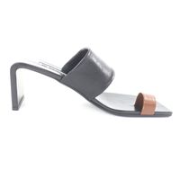 狀況極佳 ★ JIL SANDER J15WP0112顏色皮革涼鞋，黑色/ブラウン， 35 碼，帶鞋盒和防塵袋，意大利製造，女款。