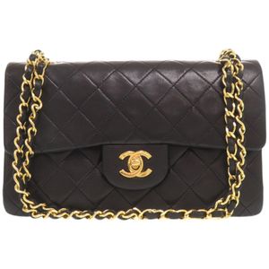 Excellent condition Chanel Matelassé 23 Double Flap Double Chain Coco Mark A01113 Lambskin Black Shoulder Bag 0440 [Used] CHANEL