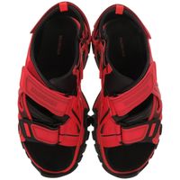 미품 발렌시아가 TRACK SANDAL 트럭 벨크로 617542 러버 패브릭 RED 레드 샌들 0403【중고】 BALENCIAGA