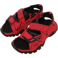 미품 발렌시아가 TRACK SANDAL 트럭 벨크로 617542 러버 패브릭 RED 레드 샌들 0403【중고】 BALENCIAGA