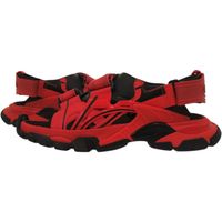 미품 발렌시아가 TRACK SANDAL 트럭 벨크로 617542 러버 패브릭 RED 레드 샌들 0403【중고】 BALENCIAGA