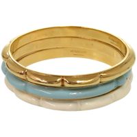 미품 버버리 3점 세트 메탈 화이트 화이트 물 금 뱅글 0484【중고】BURBERRY