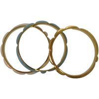 미품 버버리 3점 세트 메탈 화이트 화이트 물 금 뱅글 0484【중고】BURBERRY