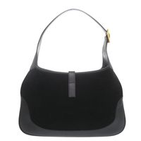 미품 구찌 재키 001 3306 원숄더백 스웨이드 레더 블랙 핸드백 블랙 0448【중고】GUCCI