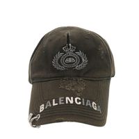 미사용 발렌시아가 데스트로이 빈티지 로고 피어스 캡 661887 코튼 블랙 모자 블랙 0453【중고】 BALENCIAGA