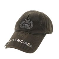 미사용 발렌시아가 데스트로이 빈티지 로고 피어스 캡 661887 코튼 블랙 모자 블랙 0453【중고】 BALENCIAGA