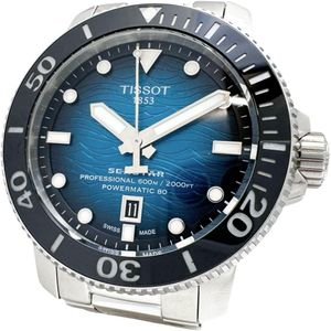 TISSOT/티소 T120.607.11.041.00 시스터 2000 파워 매틱 80 다이버 보증서/갤러/상자 첨부 손목시계 스테인리스 스틸 자동 감기/오토마 블루 그라데이션 문자판/실버 벨트 맨즈[중고]