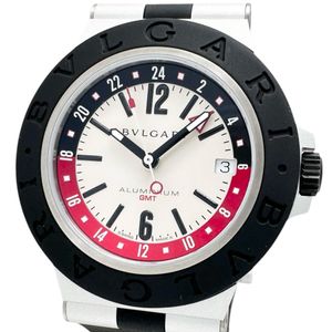 BVLGARI/ Bulgari BB40ATGMT Bulgari Aluminum GMT Watch Aluminum/Rubber Automatic Silver Dial/Black Rubber Strap Men's [Used]