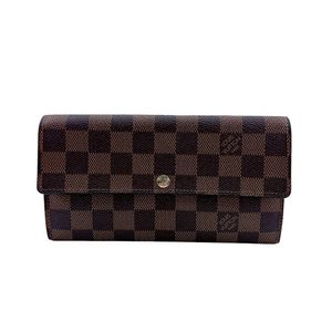 【중고】 LOUIS VUITTON 루이비통 루이비통 N61734 포르토포이유사라 다미에 장 지갑 지갑 지갑 브랜드 카드 넣어 동전 지갑 ブラウン