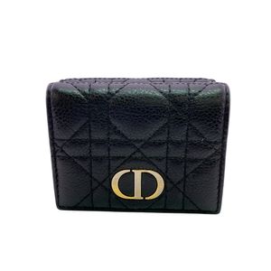 【二手】Christian Dior 克里斯汀·迪奧Lady Dior 迷你錢包 蓮花錢包 三折錢包 錢包 品牌零錢包 黑色