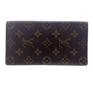 [Used] LOUIS VUITTON M60825 Portecarte Credit Bi-fold Long Wallet (No Coin Pocket) Monogram Pattern, Braun