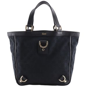 Gucci Abbey handbag/tote bag, 130739, GG canvas, black, A5 size, open, women's [used]