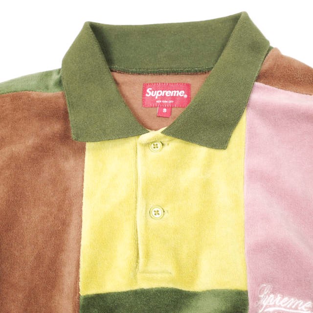 SUPREME 20AW Patchwork Velour L/S Polo Patchwork Velour Long
