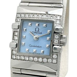 OMEGA/오메가 1537.74 콘스텔레이션 쿼드라미니 다이아베젤 손목시계 스테인리스 스틸/쉘/다이아몬드 쿼츠 블루 쉘 문자판/실버 벨트 레이디스[중고]
