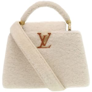 Like New Louis Vuitton Capucines BB Shearling M21089 Lamb Fur Leather White Handbag LV 0238 [Pre-owned] LOUIS VUITTON