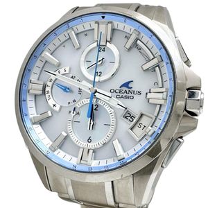 CASIO/카시오 OCW-G2000H 오시아나스 GPS 손목시계 티타늄 솔러 전파 실버 블루 문자판/실버 벨트 맨즈[중고]