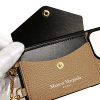 Maison Margiela Margiela iPhone 14 Pro Case, Grained Calf Leather, Chain Strap, Unused, Logo, Beige, Smartphone Case, SA1VZ0023 P6421 T2070