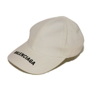 BALENCIAGA Logo Visor Cap, Size L (59cm), Black, Baseball Style, Velcro Closure, Cotton, White, Hat, Item Number 531588, 410B2, 9060