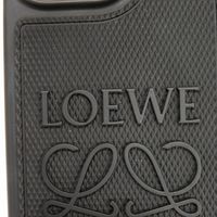 LOEWE Anagram iPhone 14 Pro Max Case with Neck Strap, Embossed Logo, Diamond Rubber, Black, Smartphone Case C987R22X01