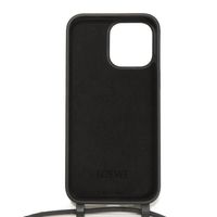 LOEWE Anagram iPhone 14 Pro Max Case with Neck Strap, Embossed Logo, Diamond Rubber, Black, Smartphone Case C987R22X01