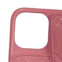 CHANEL Matelassé iPhone 13 Pro Max Case, CC Mark, Quilted, Snap Button, Chain Shoulder Strap, Gold, Series 30s, Coco Mark, Lambskin, Pink, Smartphone Case AP2688