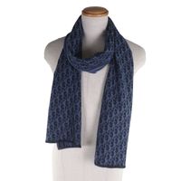 美品▼DIOR ディオール オム 93E008A0320 カシミヤ100% オブリーク フリンジ付き ストール マフラー ブルー イタリア製 メンズ Dior HOMME 美品▽DIOR ディオール オム 93E008A0320 カシミヤ100