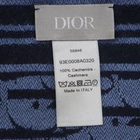 美品▼DIOR ディオール オム 93E008A0320 カシミヤ100% オブリーク フリンジ付き ストール マフラー ブルー イタリア製 メンズ Dior HOMME 美品▽DIOR ディオール オム 93E008A0320 カシミヤ100