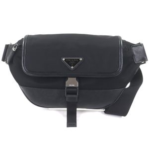 成色極佳 ▼ PRADA 2VH176 尼龍皮革三角形Logo三角PlateRe-Nylon 斜背包 黑色 義大利製 男士