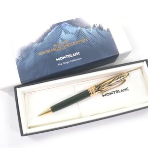 극미품 □ MONTBLANC 몽블랑 마이스터스튁 디 오리진 컬렉션 두에 클래식 볼펜 100주년 기념 에디션 1924/2024 다크 그린 골드 상자・케이스 첨부 독일제 남성 필기 확인 완료