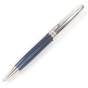 극미품 □ MONTBLANC 몽블랑 마이스터스튁 솔리테일 두에 블루 아워 클래식 볼펜 실버 블루 보존 가방 · 케이스 포함 독일제 남성 필기 확인 완료