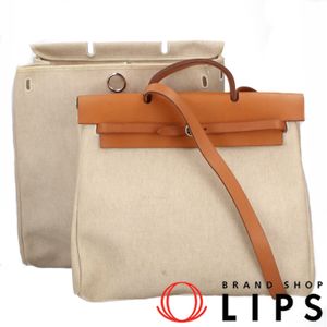 Hermes Herbag MM Toile/Calfskin Women's Shoulder Bag
NATURAL[Used]