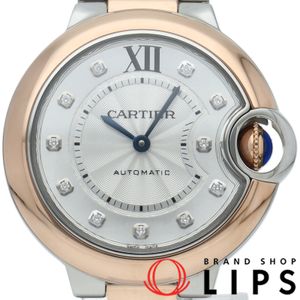 Cartier Ballon Bleu de Cartier Watch 33mm 11P Diamonds W3BB0021 Box Warranty K18PG/SS Ladies Watch Silver Polished Excellent Condition [Used]