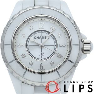 Chanel J12 Watch 33mm 8P Diamond Mother-of-Pearl J12 H2422 Box Warranty Ceramic Ladies Watch White Mother-of-Pearl Polished Excellent Condition [Used]
