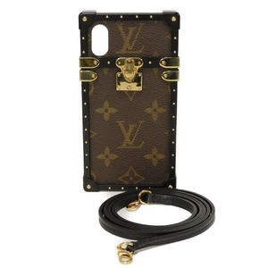 LOUIS VUITTONEye Trunk iPhone X & XS LV Logo Flower 黑色ブラウン肩帶 Monogram Noir 智慧型手機殼 M62618