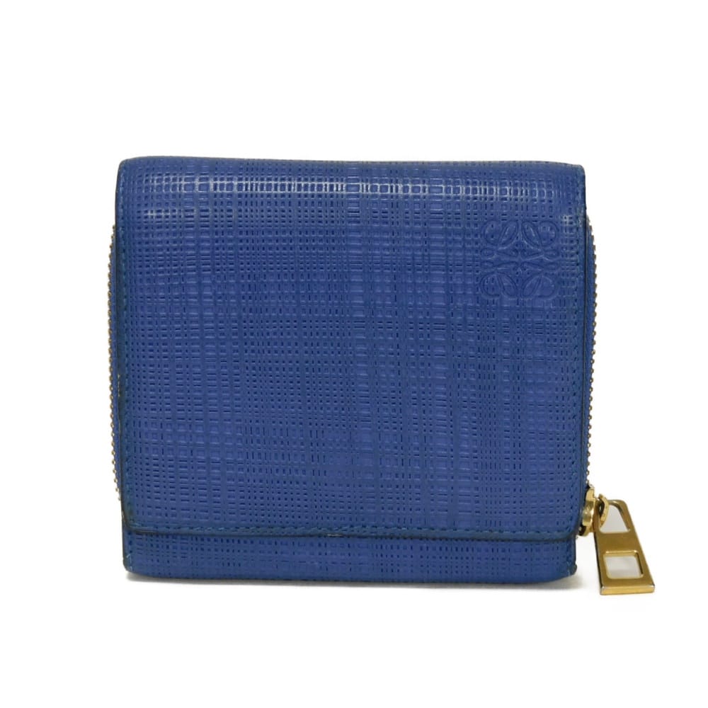 中古 LOEWE ロエベ リネン ジップ コンパクト ウォレット 中古 LOEWE ロエベ リネン ジップ コンパクト ウォレット