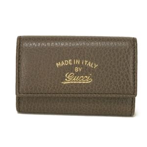 GUCCI 6-ring key holder, pink two- Color snap button, cursive logo, foil-stamped Braun key case, 354499 CAO2G 2160