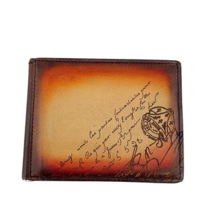 [Used] Berluti Calligraphy Card Case Money Clip Braun