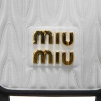 MIUMIU Matelassé iPhone 15 Pro Case, Nappa Leather, Pastel Blue, Strap, Metal Logo, Fiordariso Smartphone Case, 5ZH185 2FPP F0591