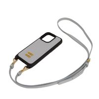 MIUMIU Matelassé iPhone 15 Pro Case, Nappa Leather, Pastel Blue, Strap, Metal Logo, Fiordariso Smartphone Case, 5ZH185 2FPP F0591