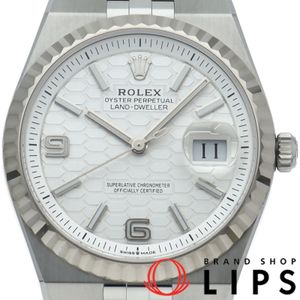 Rolex Land Dweller 36 Watch, Honeycomb Motif, Land Dweller 127234, Box, Warranty Card, K18WG/SS, Men's Watch, White, Excellent Condition [Brand New]