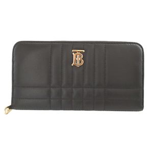 Unused Burberry Laura 8062340 TB logo leather black round zipper long wallet 1110 [Used] BURBERRY