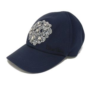 Used Dior Denim Tears Baseball Cap, Size L, Peace Sign, Crystal, Canvas Logo, Cotton, Navy Blue, Hat, Item Number 383C911H4511